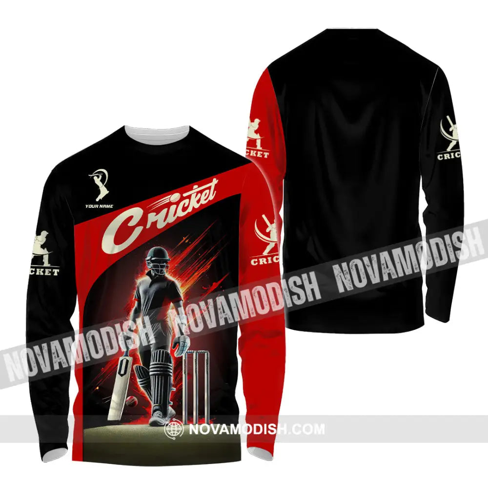 Unisex Shirt Custom Name Cricket Ball Lover Gift Long Sleeve / S T-Shirt