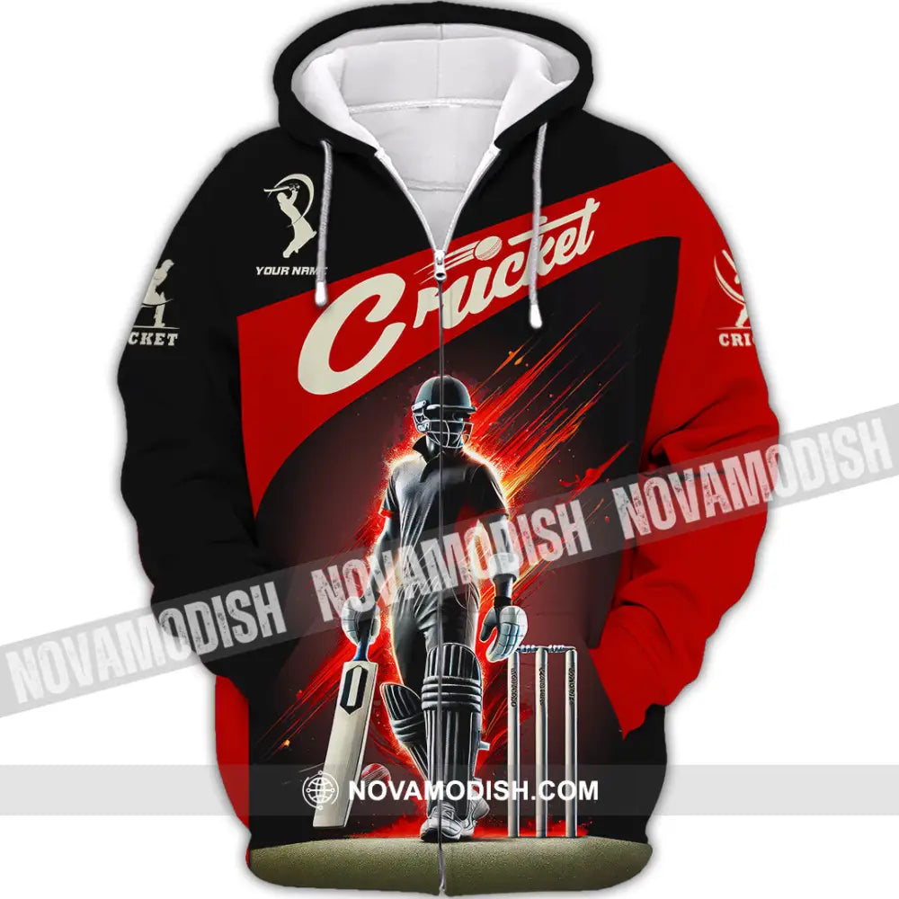 Unisex Shirt Custom Name Cricket Ball Lover Gift Zipper Hoodie / S T-Shirt