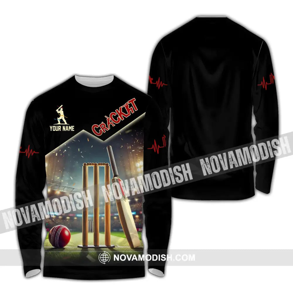 Unisex Shirt Custom Name Cricket Club Uniform Hoodie T-Shirt Long Sleeve / S