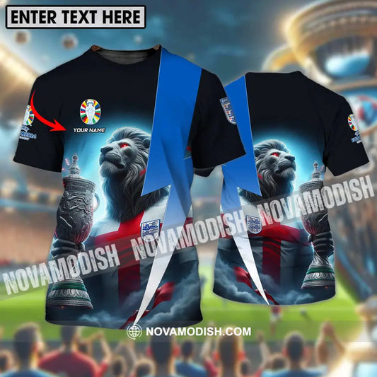 Unisex Shirt - Custom Name Cup And Lion England Euro 2024 Team Shirt T-shirt