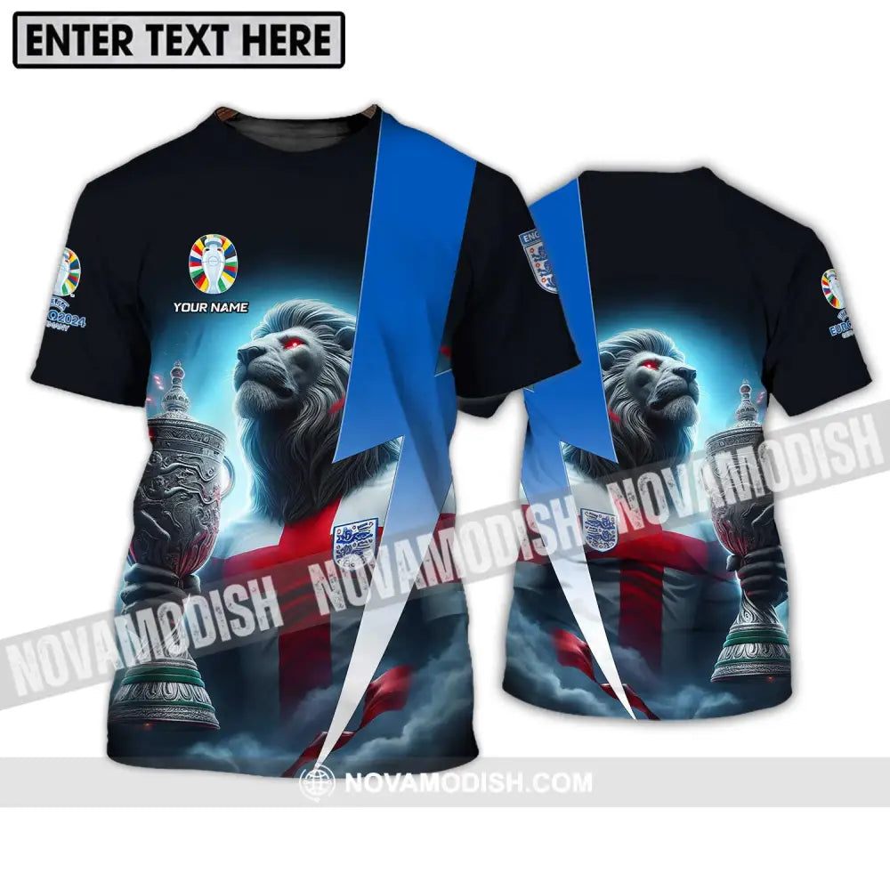 Unisex Shirt - Custom Name Cup And Lion England Euro 2024 Team Shirt T-Shirt / S T-shirt