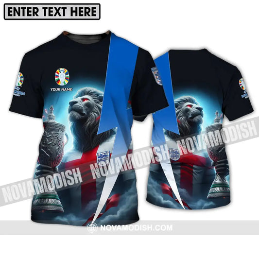 Unisex Shirt - Custom Name Cup And Lion England Euro 2024 Team Shirt T-Shirt / S T-shirt