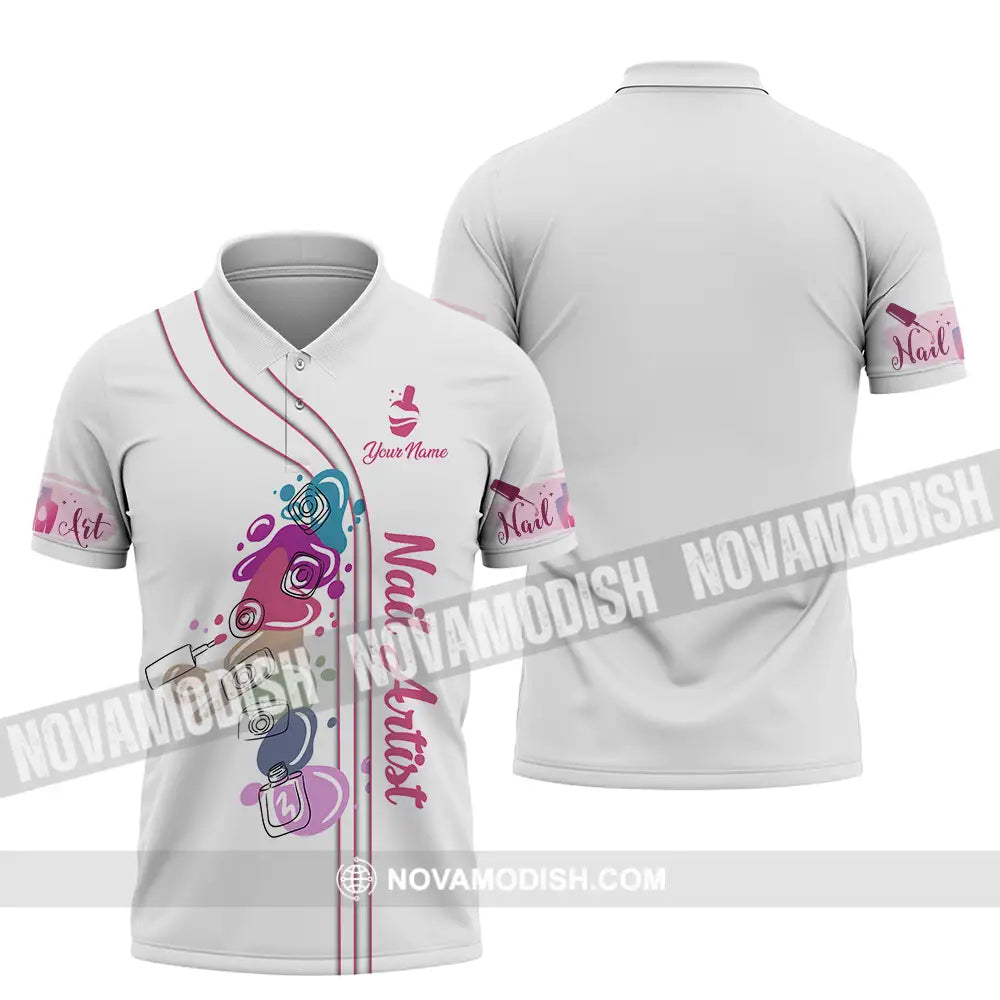 Unisex Shirt - Custom Name Shirt Cute Nails Artist Polo Shirt / S T-shirt