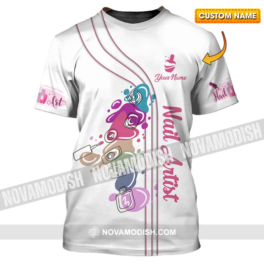 Unisex Shirt - Custom Name Shirt Cute Nails Artist T-shirt