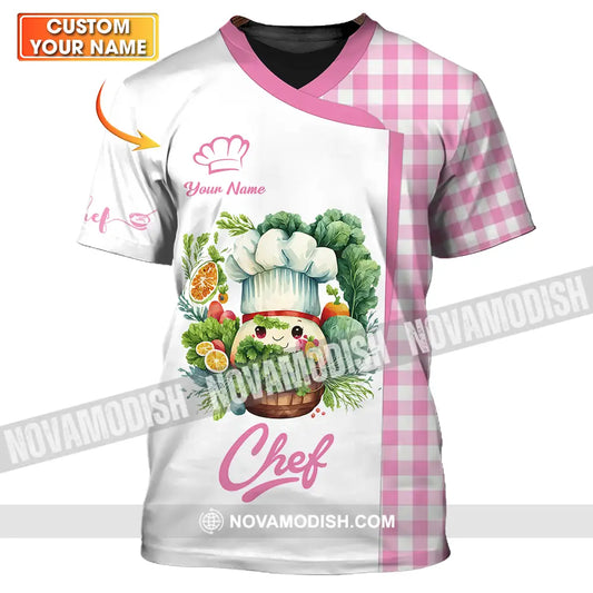 Unisex Shirt - Custom Name Cute Pink Chef Shirt T-shirt