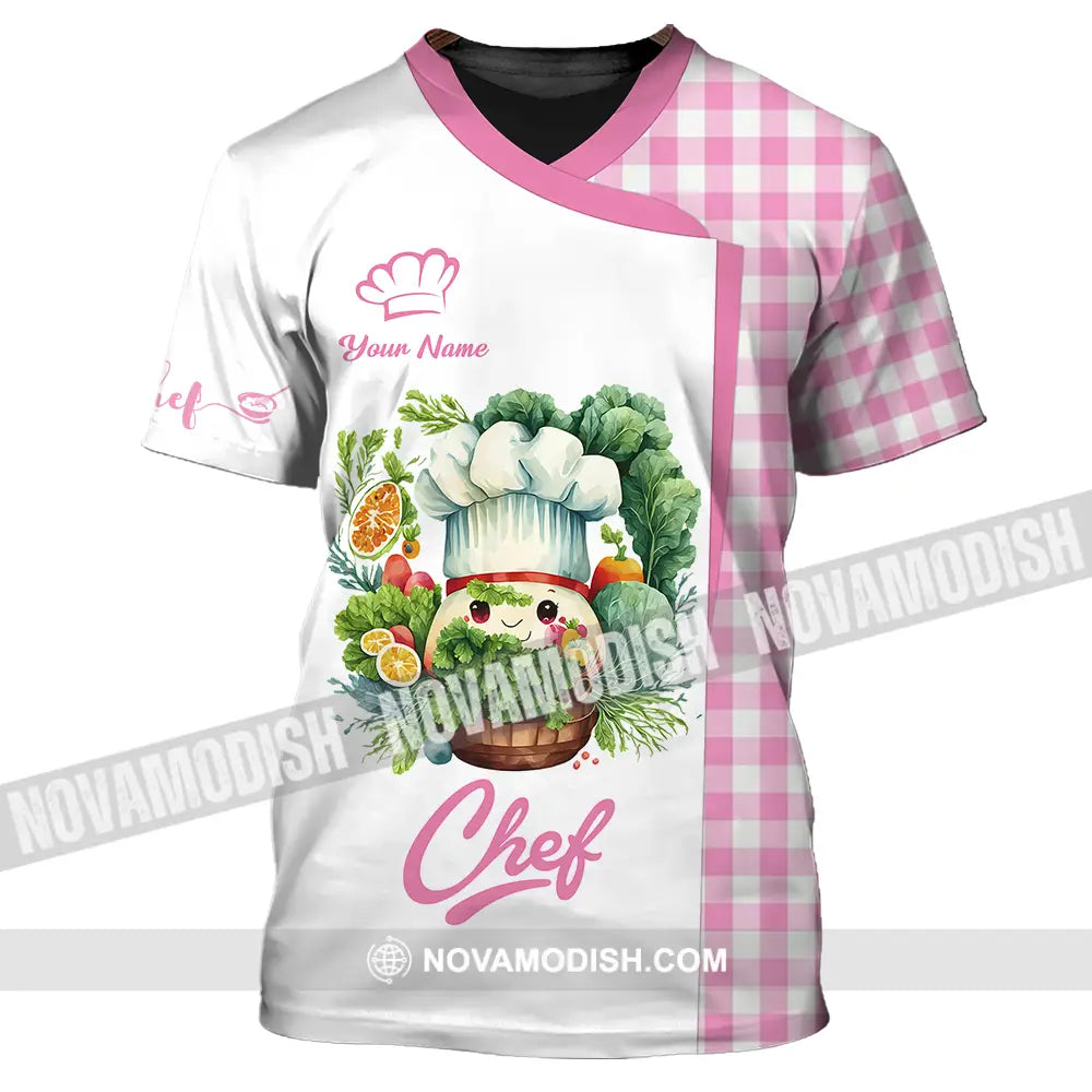 Unisex Shirt - Custom Name Cute Pink Chef Shirt T-Shirt / S T-shirt