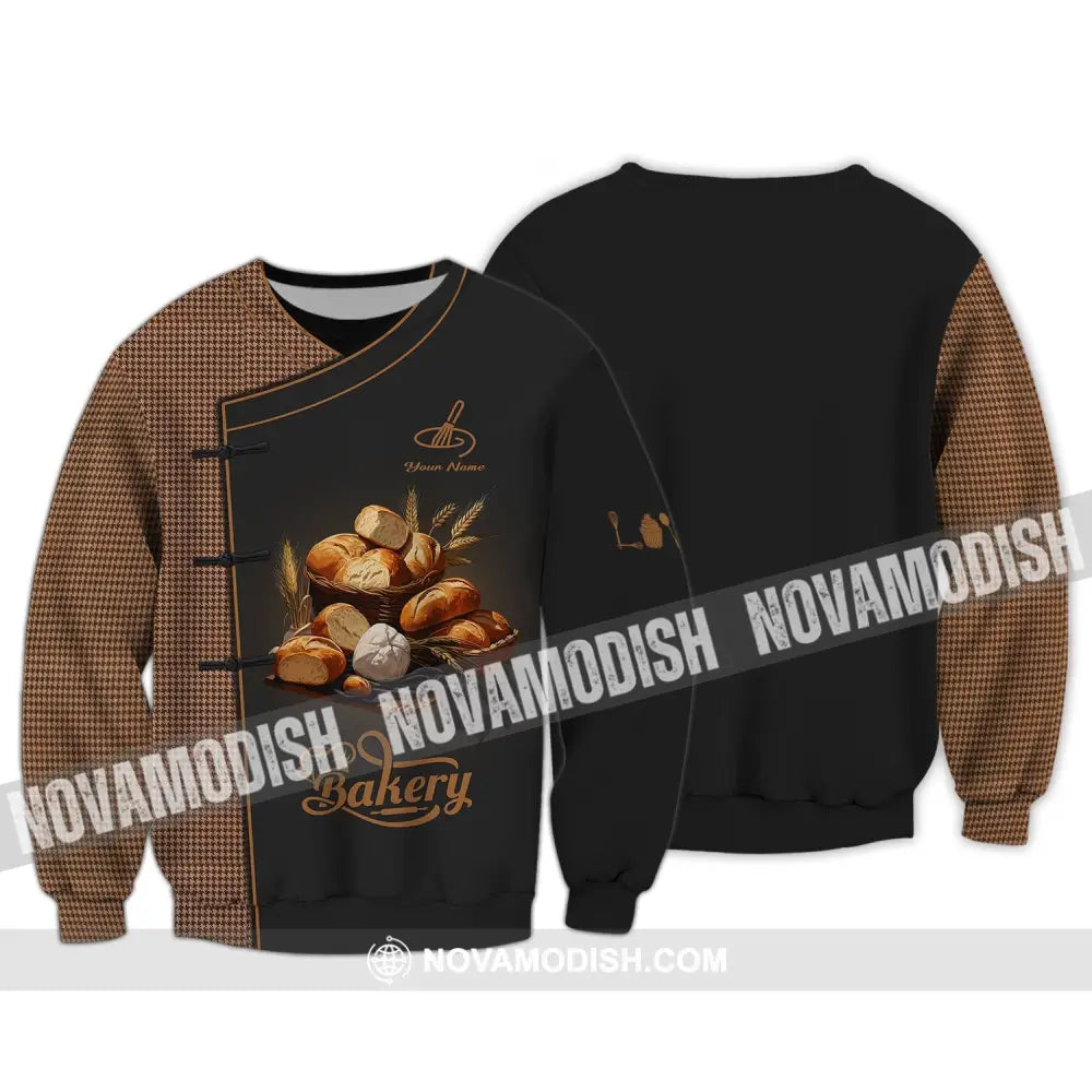 Unisex Shirt - Custom Name Dark 3D Shirt For Bakery Long Sleeve / S T-shirt