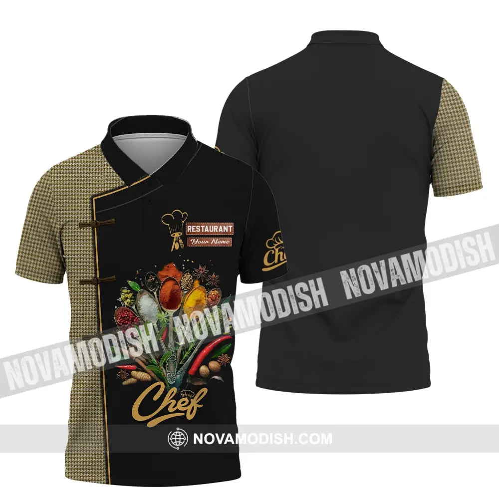 Unisex Shirt - Custom Name Dark Shirt For Chef - Cooking Spices Polo Shirt / S T-shirt