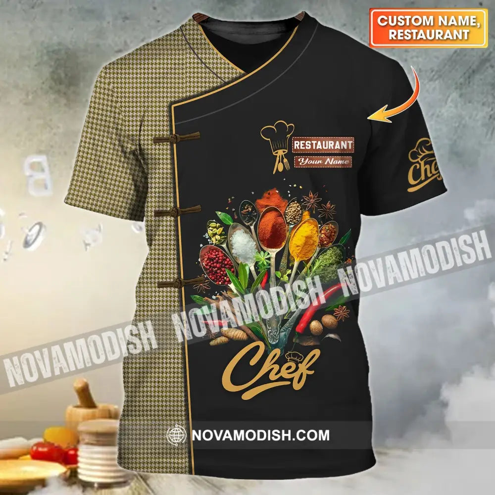 Unisex Shirt - Custom Name Dark Shirt For Chef - Cooking Spices T-shirt