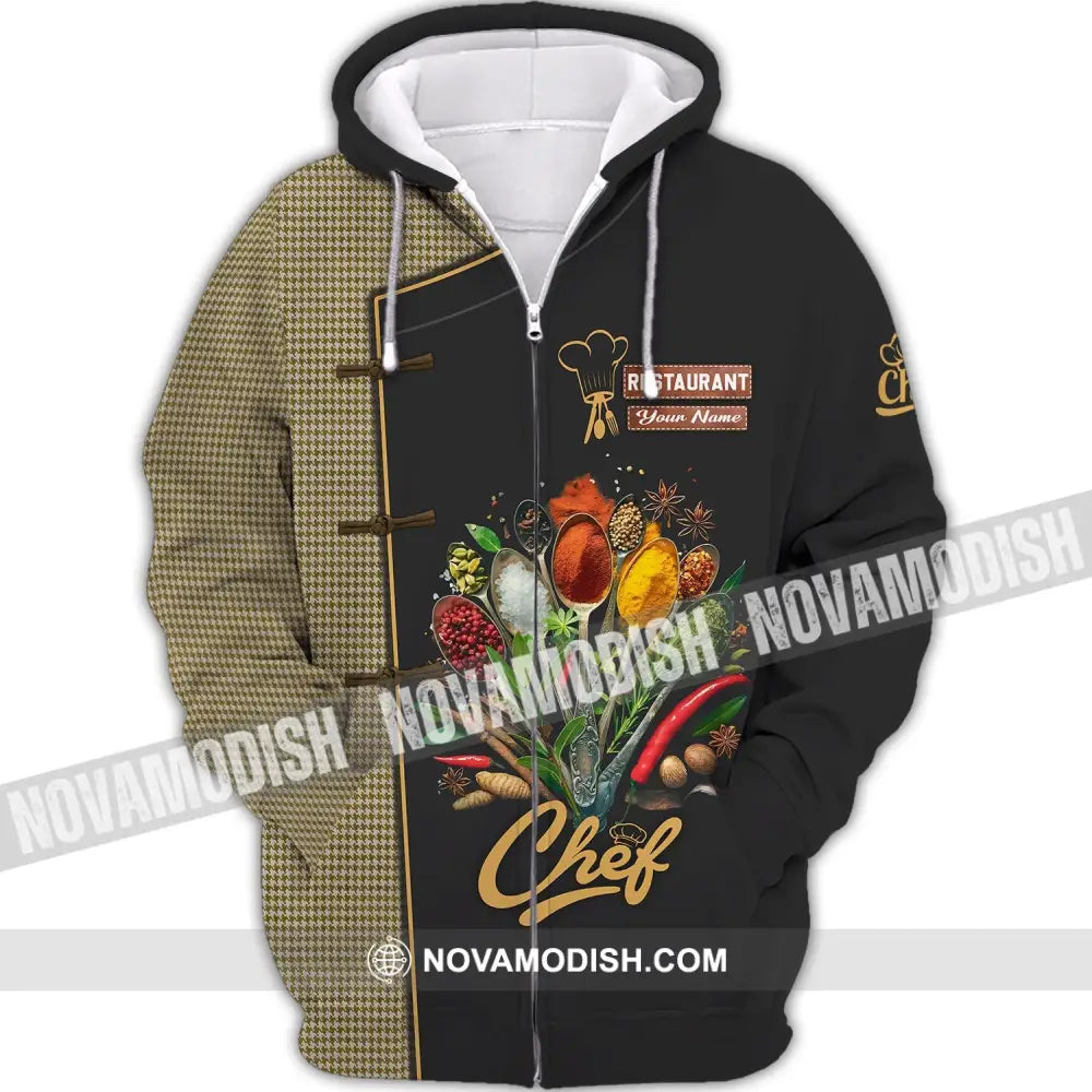 Unisex Shirt - Custom Name Dark Shirt For Chef - Cooking Spices Zipper Hoodie / S T-shirt