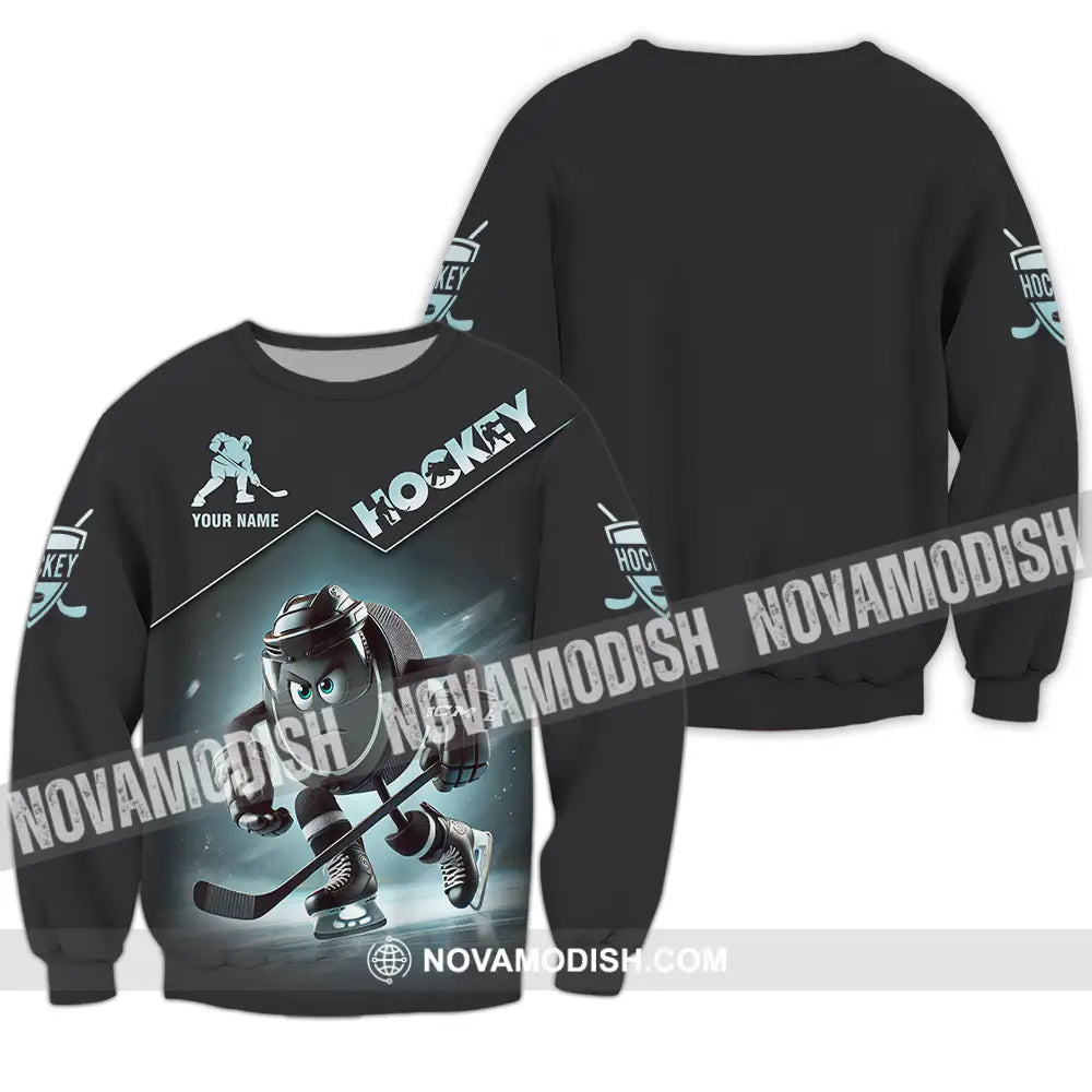 Unisex Shirt - Custom Name Dark Hockey Long Sleeve / S T-Shirt