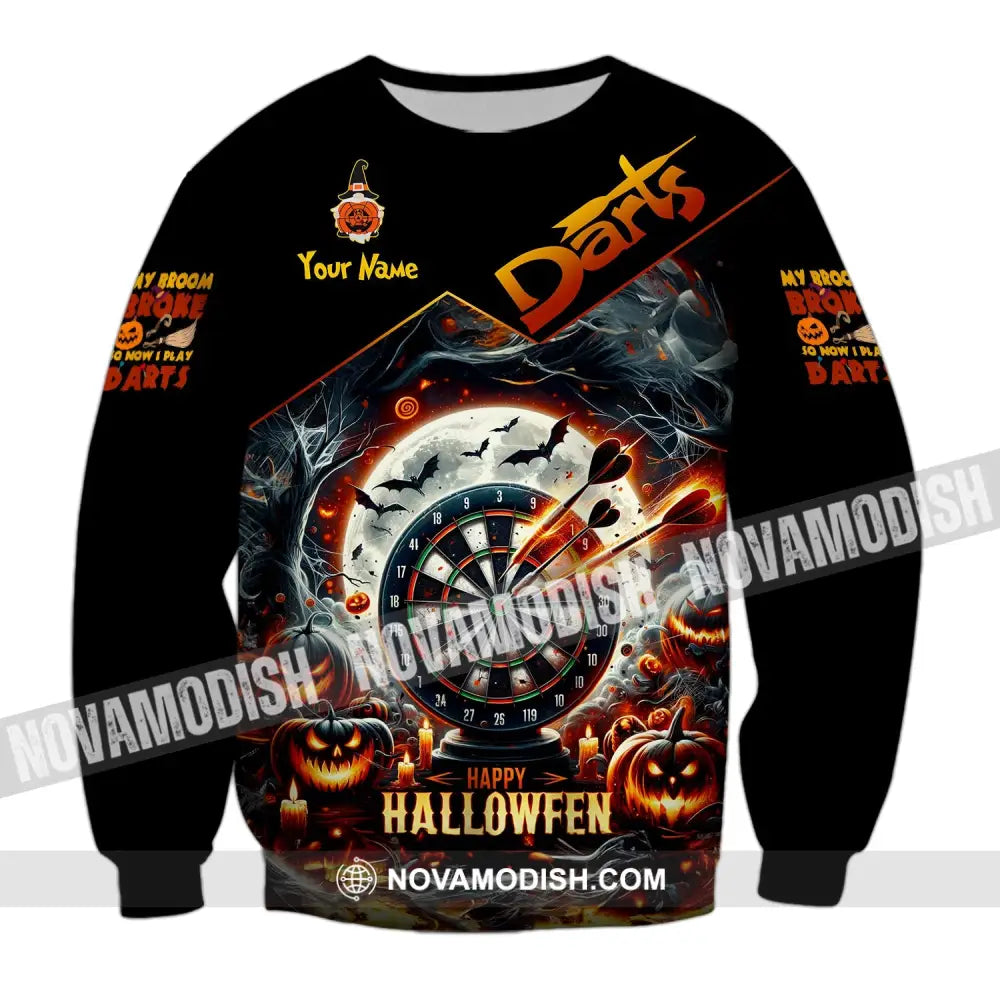 Unisex Shirt Custom Name Dart Halloween Darts T-Shirt Gift For Lover Gamer Long Sleeve / S T-Shirt