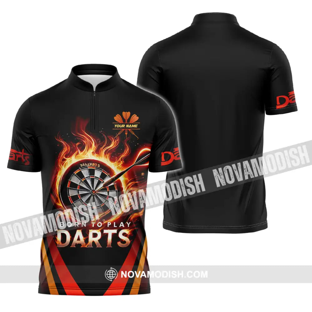 Unisex Shirt Custom Name Dart Love Hoodie Polo Long Sleeve Gift For Player Zipper / S T-Shirt