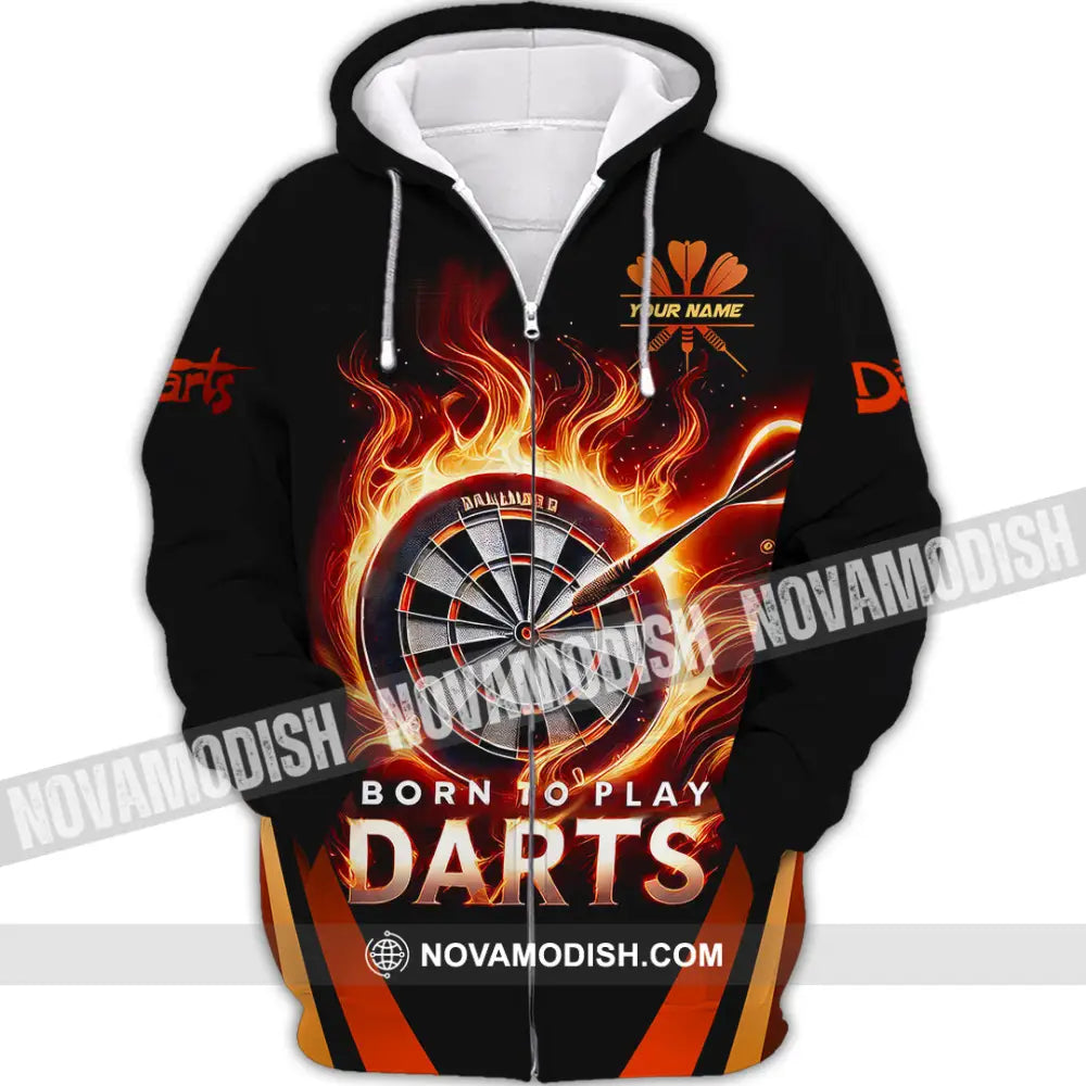 Unisex Shirt Custom Name Dart Love Hoodie Polo Long Sleeve Gift For Player Zipper / S T-Shirt