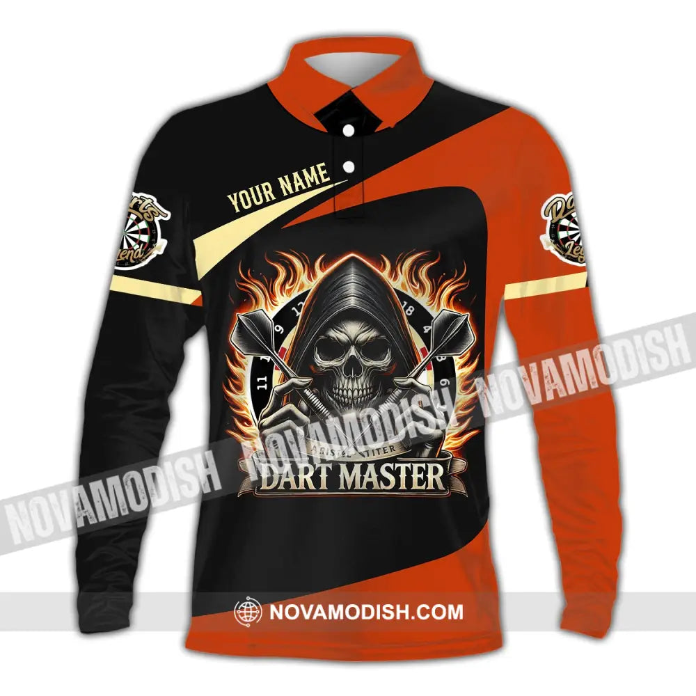 Unisex Shirt - Custom Name Dart Master Long Sleeve Polo / S T-Shirt