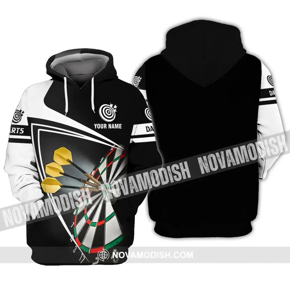 Unisex Shirt - Custom Name Darts Black And White Shirt Hoodie / S T-shirt