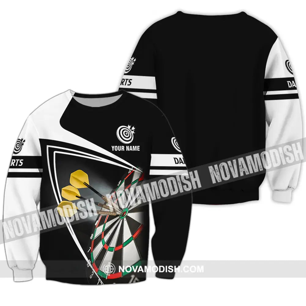 Unisex Shirt - Custom Name Darts Black And White Shirt Long Sleeve / S T-shirt
