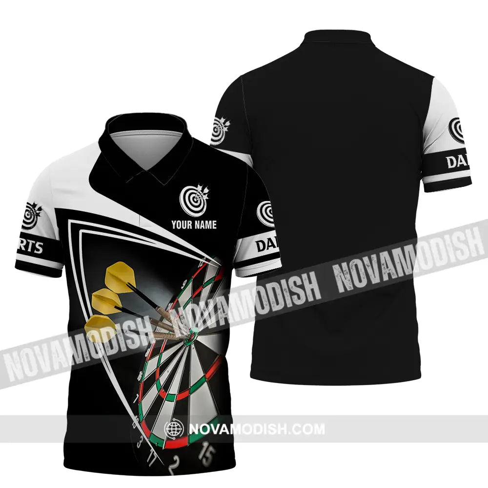 Unisex Shirt - Custom Name Darts Black And White Shirt Polo Shirt / S T-shirt