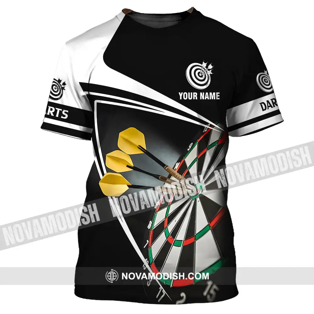 Unisex Shirt - Custom Name Darts Black And White Shirt T-Shirt / S T-shirt