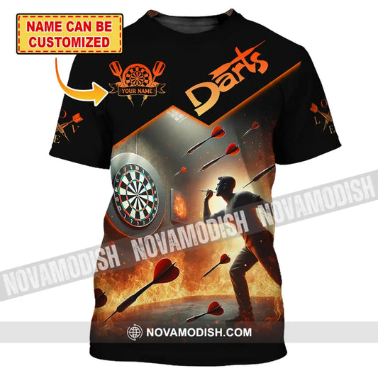 Unisex Shirt Custom Name Darts Dart Player T-Shirt Long Sleeve Polo