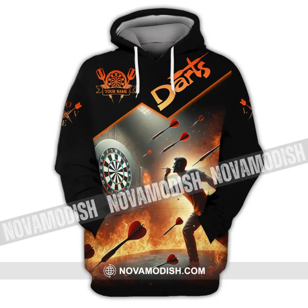 Unisex Shirt Custom Name Darts Dart Player T-Shirt Long Sleeve Polo Hoodie / S