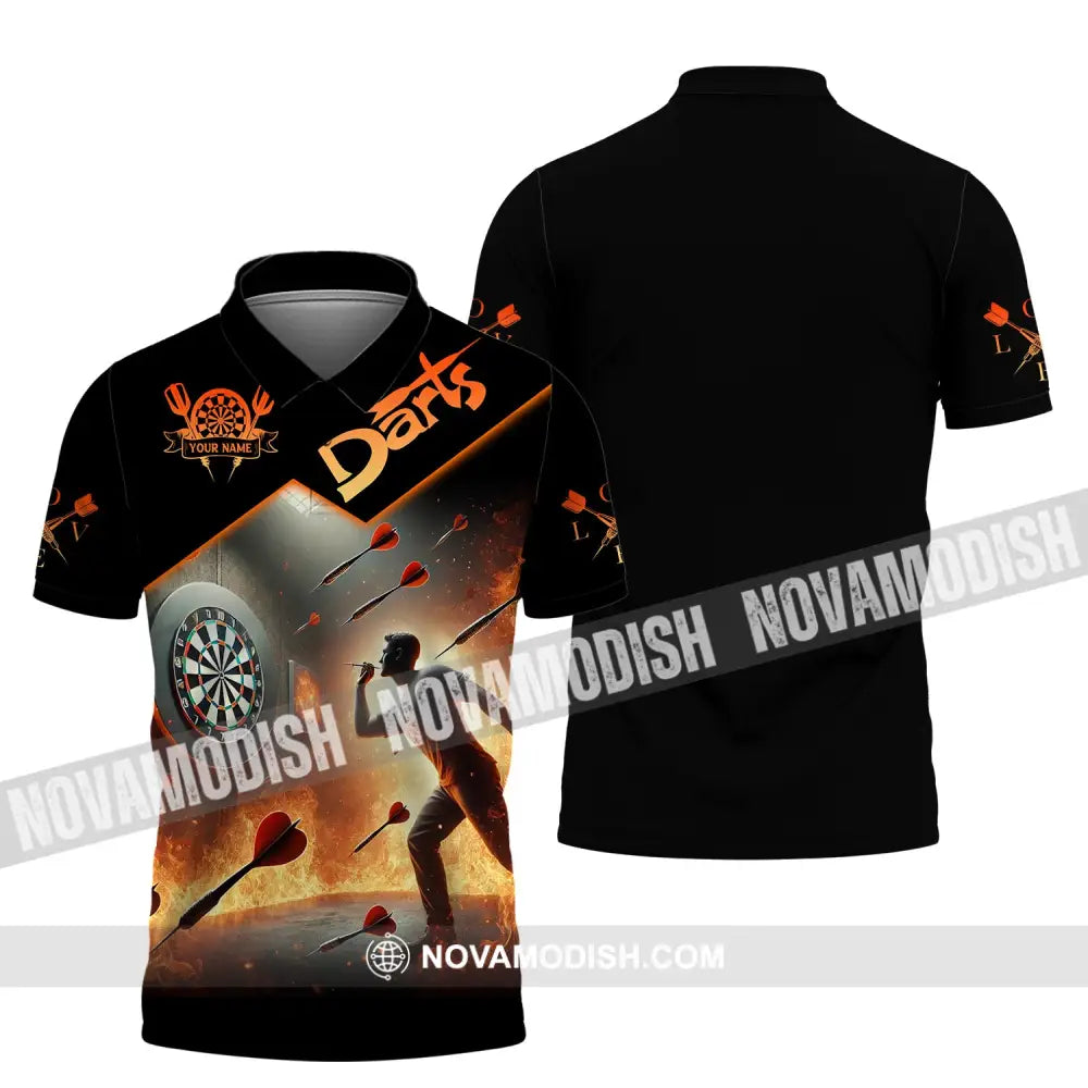 Unisex Shirt Custom Name Darts Dart Player T-Shirt Long Sleeve Polo / S