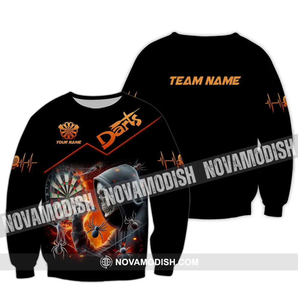 Unisex Shirt Custom Name Darts Dart Player T-Shirt Long Sleeve Polo / S