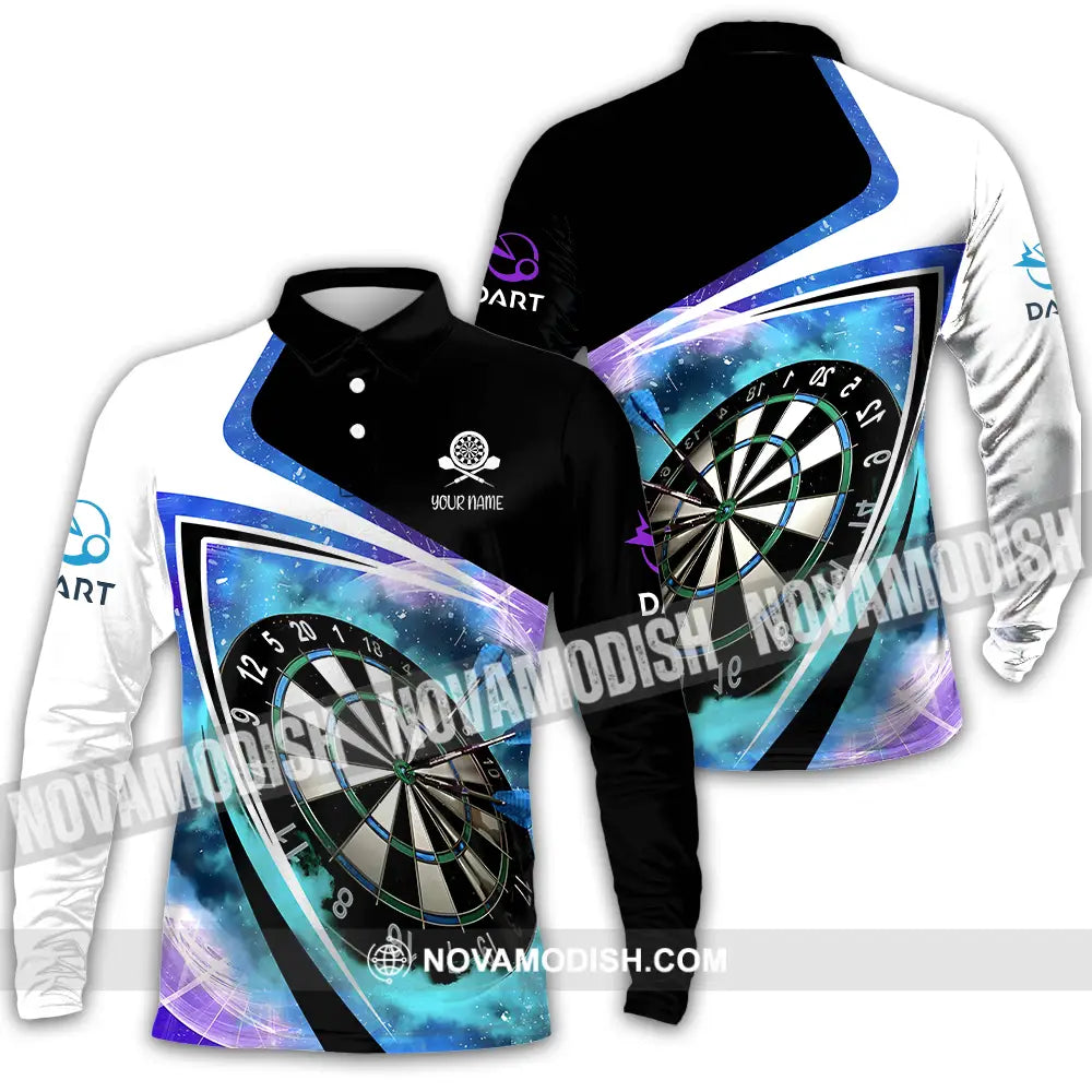 Unisex Shirt - Custom Name Darts Galaxy Shirt Long Sleeve Polo / S T-shirt