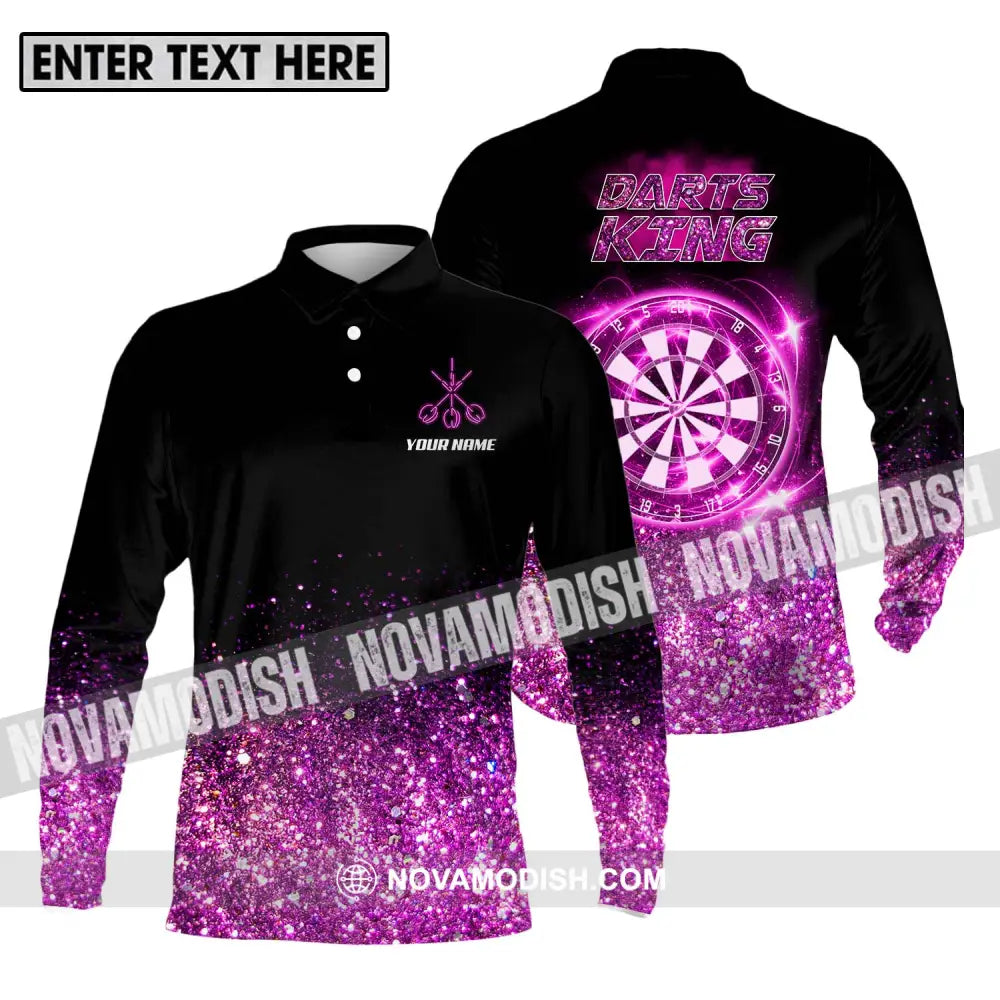 Unisex Shirt - Custom Name Darts King Shirt Long Sleeve Polo / S T-shirt