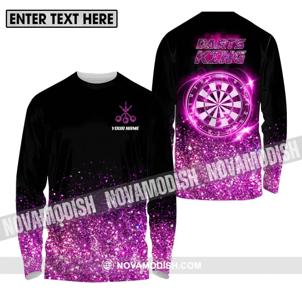 Unisex Shirt - Custom Name Darts King Shirt Long Sleeve Shirt / S T-shirt