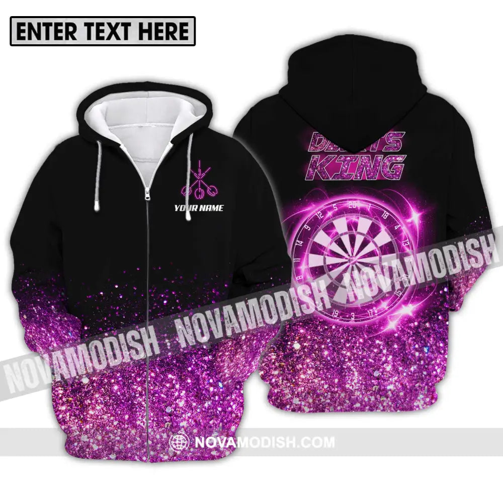 Unisex Shirt - Custom Name Darts King Shirt Zipper Hoodie / S T-shirt