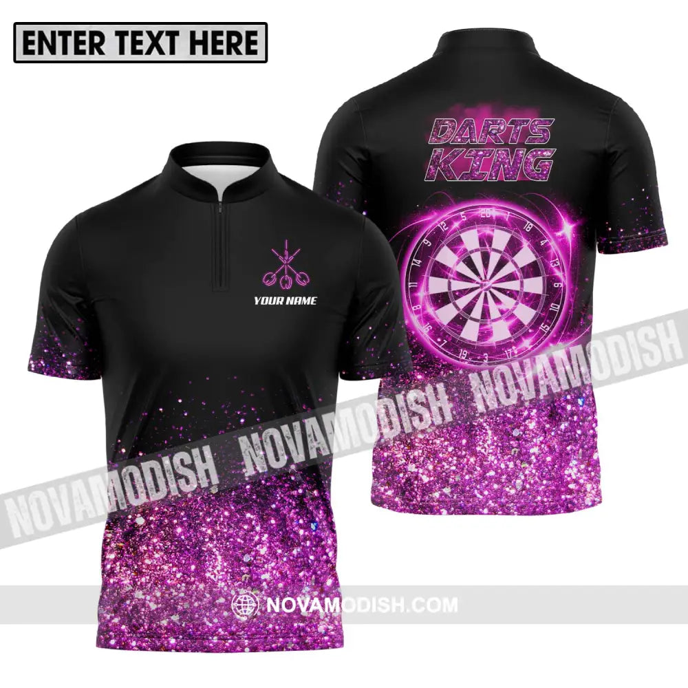 Unisex Shirt - Custom Name Darts King Shirt Zipper Polo Shirt / S T-shirt
