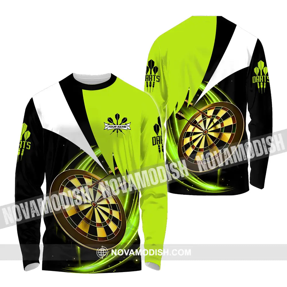 Unisex Shirt - Custom Name Darts Neon Shirt Long Sleeve Shirt / S T-shirt