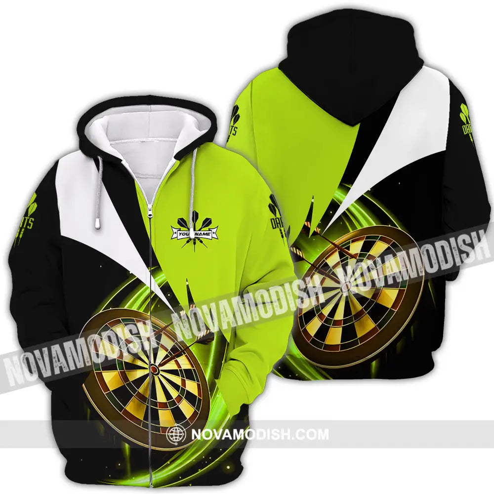 Unisex Shirt - Custom Name Darts Neon Shirt Zipper Hoodie / S T-shirt