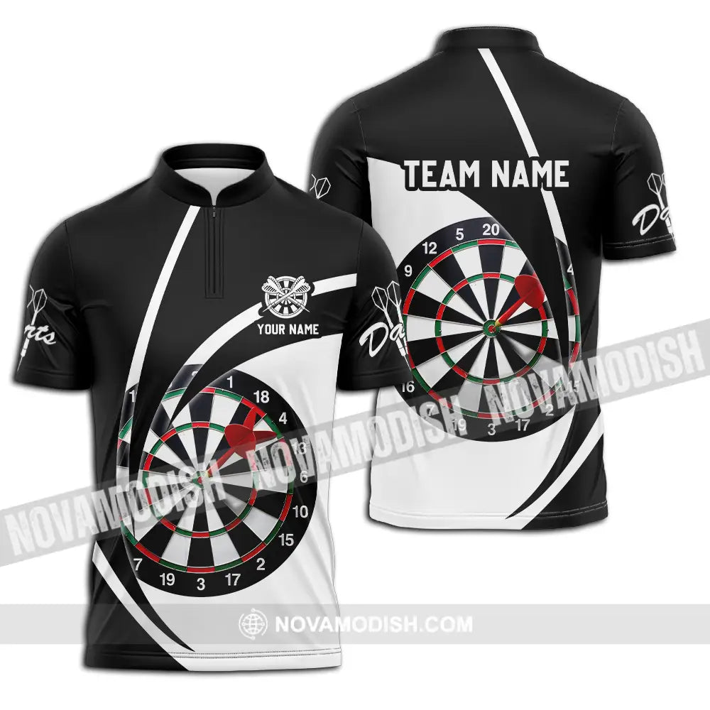 Unisex Shirt - Custom Name Darts Player Shirt Classic Color Zipper Polo Shirt / S T-shirt