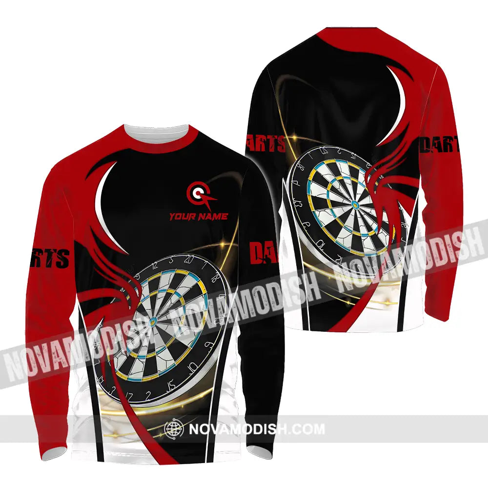 Unisex Shirt - Custom Name Darts Red Black White Shirt Long Sleeve Shirt / S T-shirt