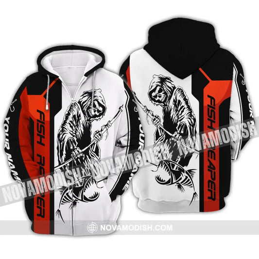 Unisex Shirt - Custom Name Death Fish Reaper Shirt Zipper Hoodie / S T-shirt