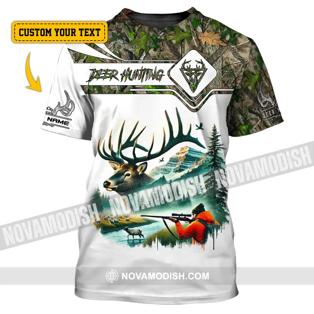 Unisex Shirt Custom Name Deer Hunter Hunting Polo Long Sleeve Animal T-Shirt T-Shirt