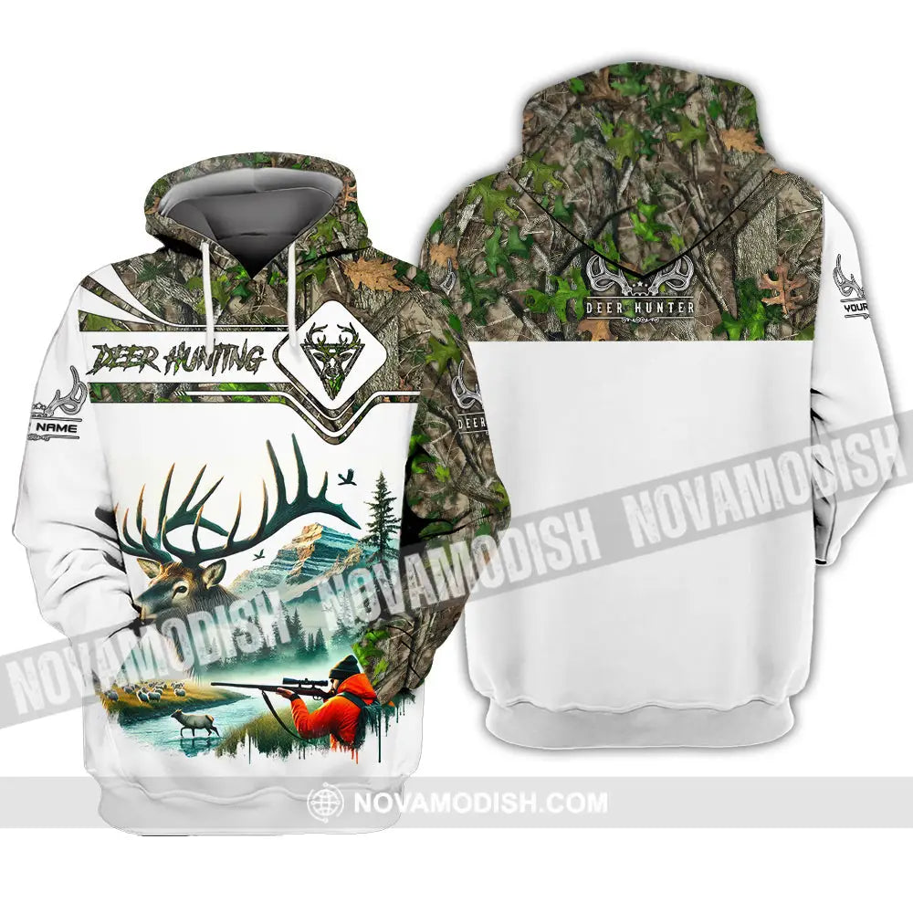 Unisex Shirt Custom Name Deer Hunter Hunting Polo Long Sleeve Animal T-Shirt Hoodie / S T-Shirt