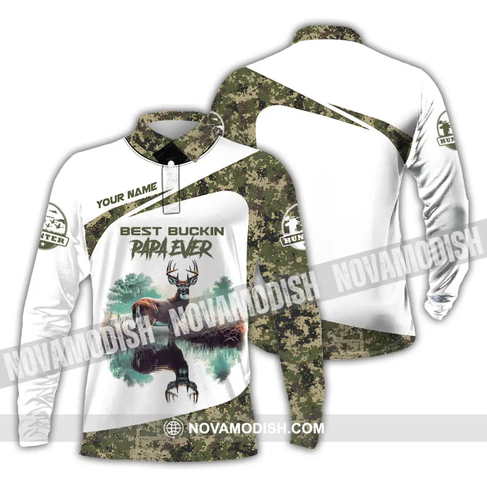 Unisex Shirt Custom Name Deer Hunter Hunting Polo Long Sleeve Animal T-Shirt Nh240731 / S T-Shirt