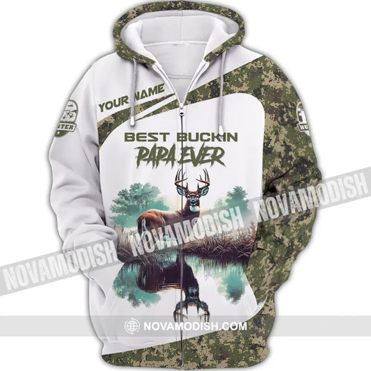 Unisex Shirt Custom Name Deer Hunter Hunting Polo Long Sleeve Animal T-Shirt Nh240731 Zipper Hoodie