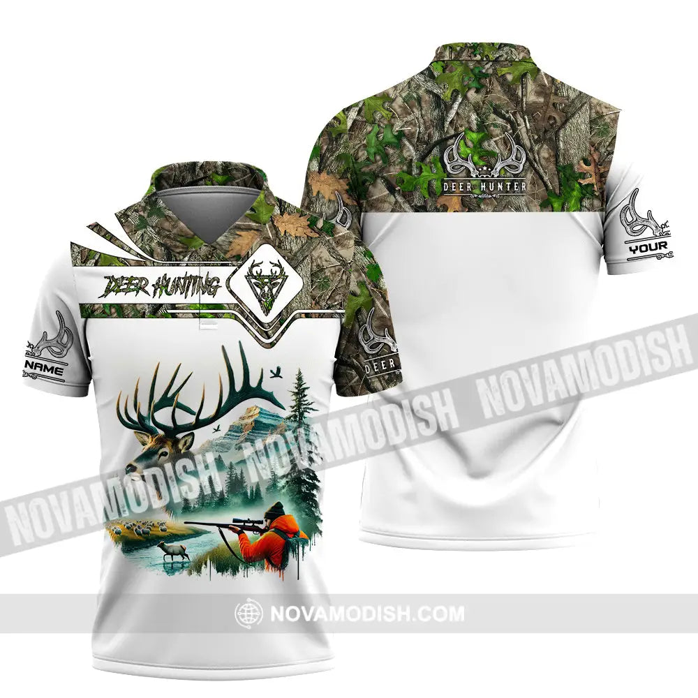 Unisex Shirt Custom Name Deer Hunter Hunting Polo Long Sleeve Animal T-Shirt / S T-Shirt