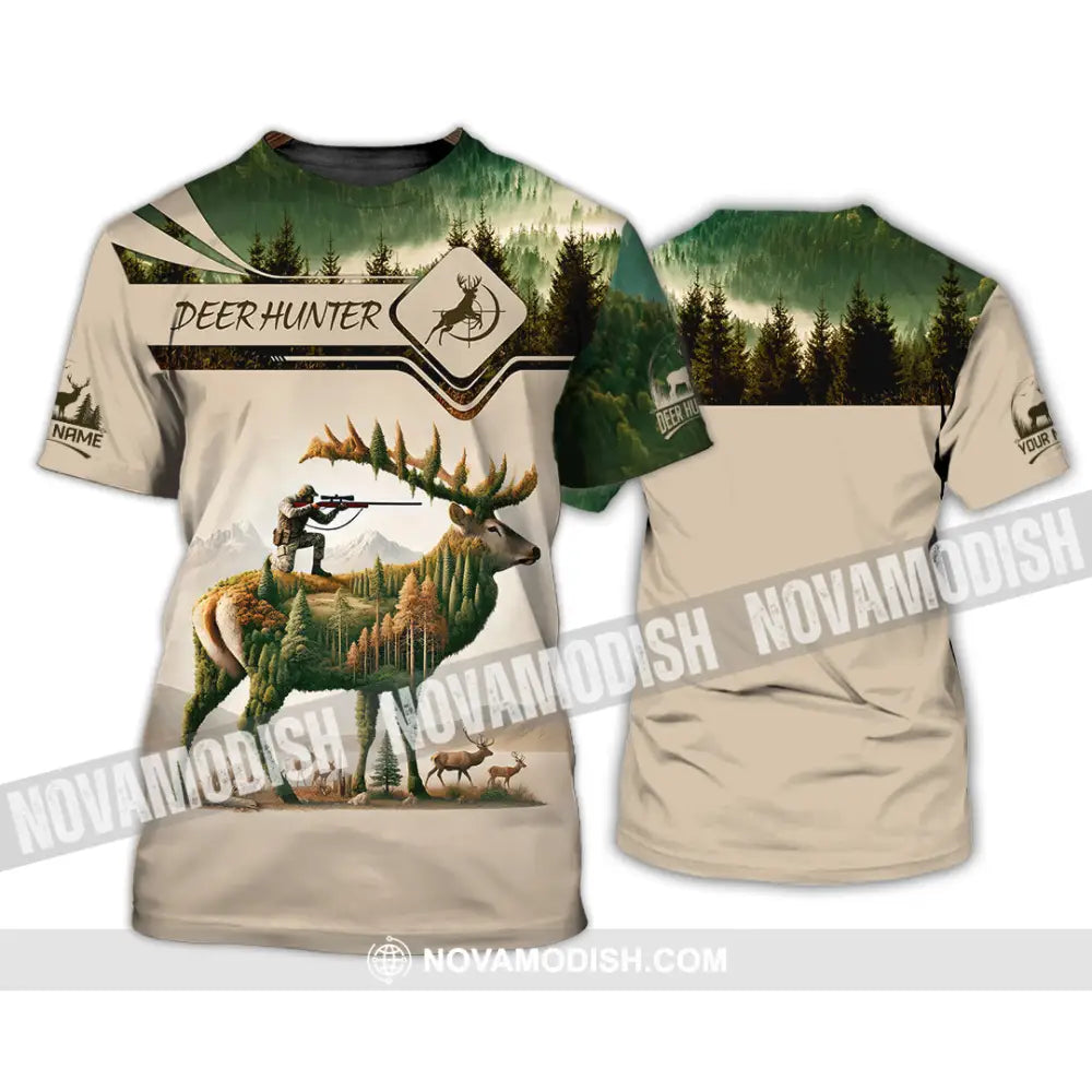 Unisex Shirt Custom Name Deer Hunter Hunting Polo Long Sleeve Animal T-Shirt / S T-Shirt