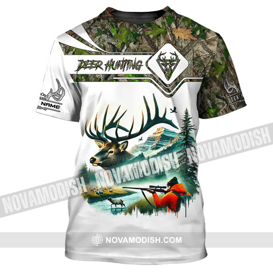 Unisex Shirt Custom Name Deer Hunter Hunting Polo Long Sleeve Animal T-Shirt / S T-Shirt