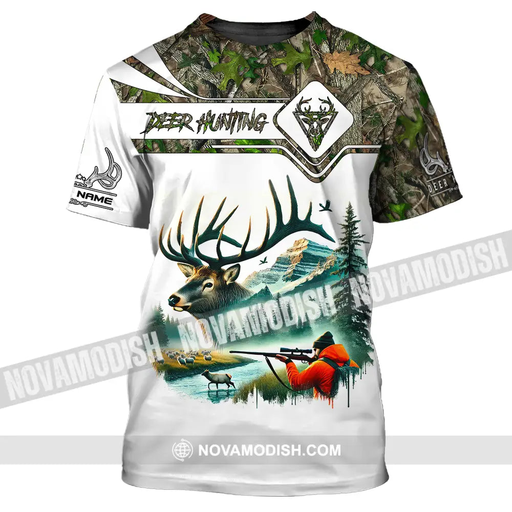 Unisex Shirt Custom Name Deer Hunter Hunting Polo Long Sleeve Animal T-Shirt / S T-Shirt