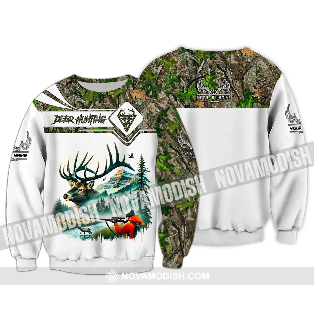 Unisex Shirt Custom Name Deer Hunter Hunting Polo Long Sleeve Animal T-Shirt / S T-Shirt