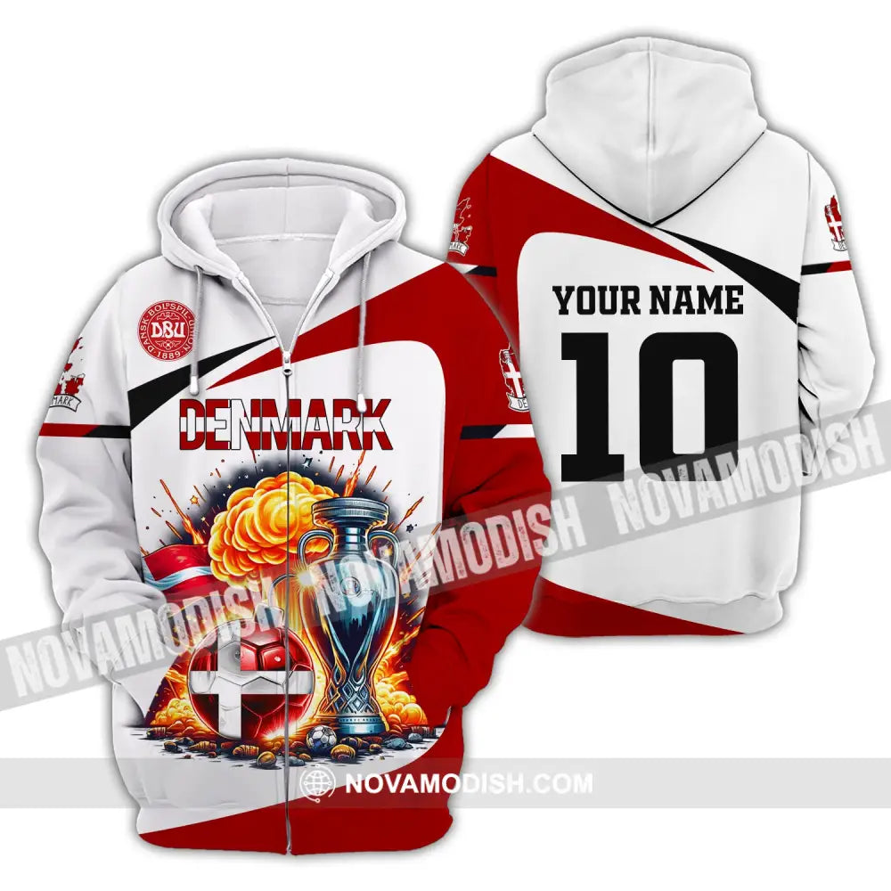 Unisex Shirt Custom Name Denmark Polo Long Sleeve T-Shirt For Danish Zipper Hoodie / S