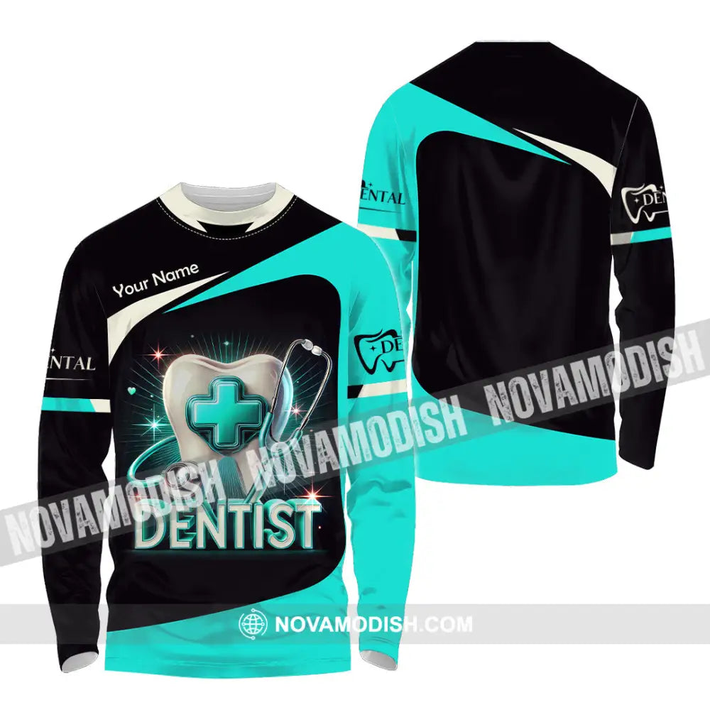 Unisex Shirt Custom Name Dentist Dental T-Shirt Gift For Long Sleeve / S T-Shirt