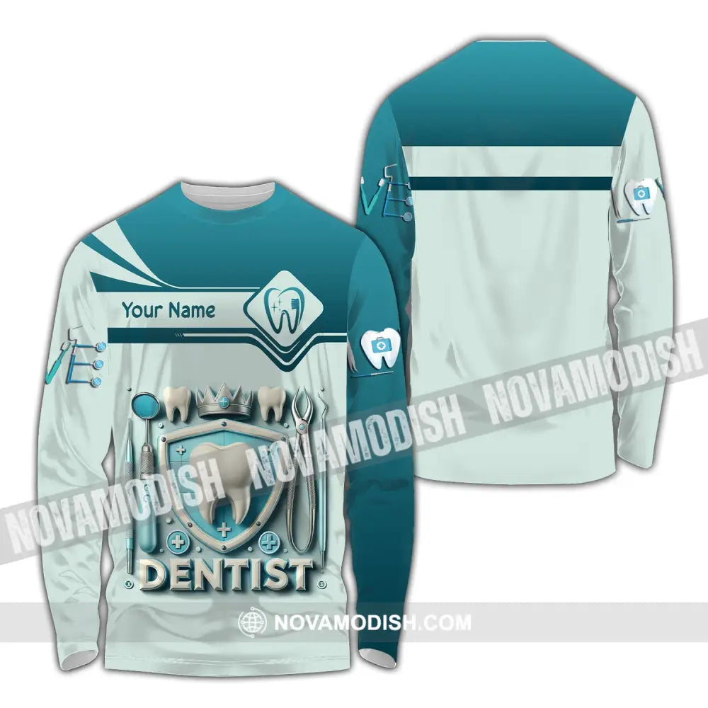 Unisex Shirt Custom Name Dentist Dental T-Shirt Gift For Long Sleeve / S T-Shirt