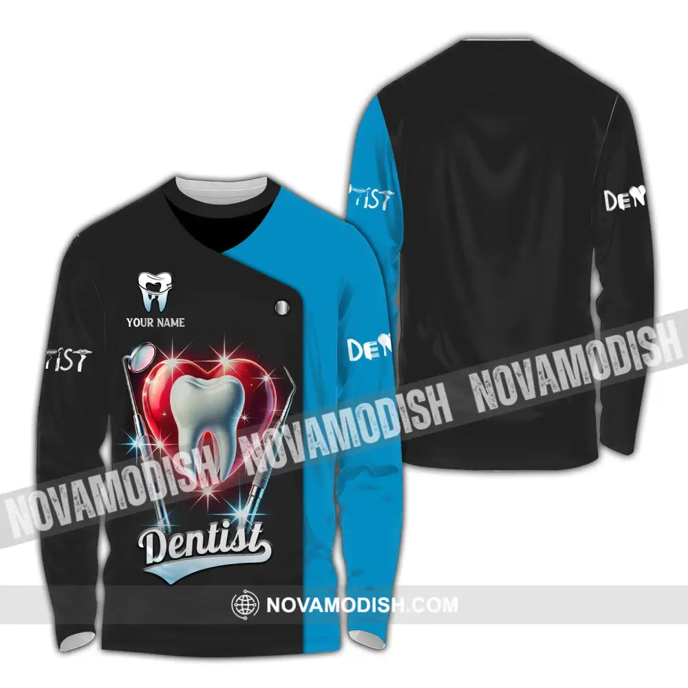 Unisex Shirt Custom Name Dentist Dental T-Shirt Gift For Long Sleeve / S T-Shirt